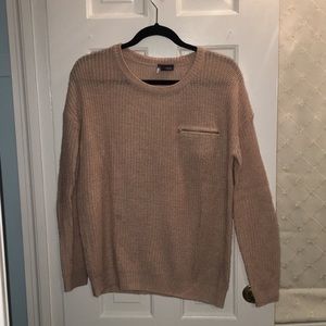Tan/Beige Sweater with pocket zipper